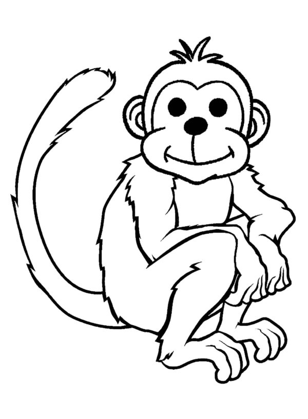 Klidná a roztomilá opice omalovánka