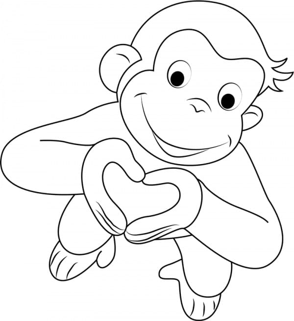 Laskavá opice ti dá srdce omalovánka