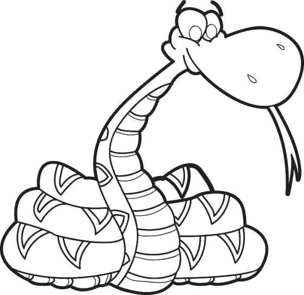 Legrační kobra stočená do klubíčka. omalovánka