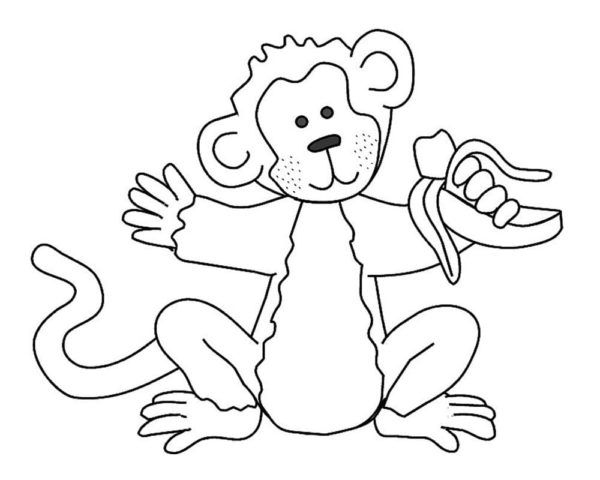 Legrační opice se chystá k jídlu omalovánka