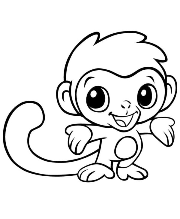 Malá opice s velkýma očima omalovánka