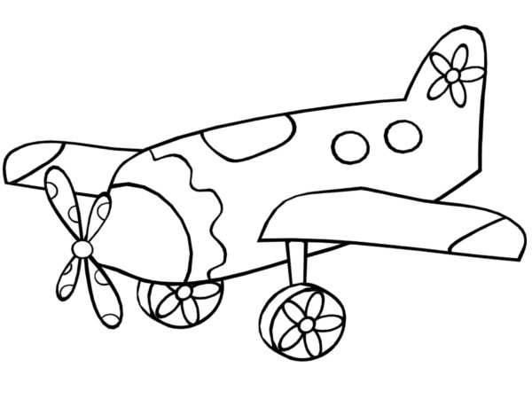 Malé letadlo s heřmánkem na ocase omalovánka