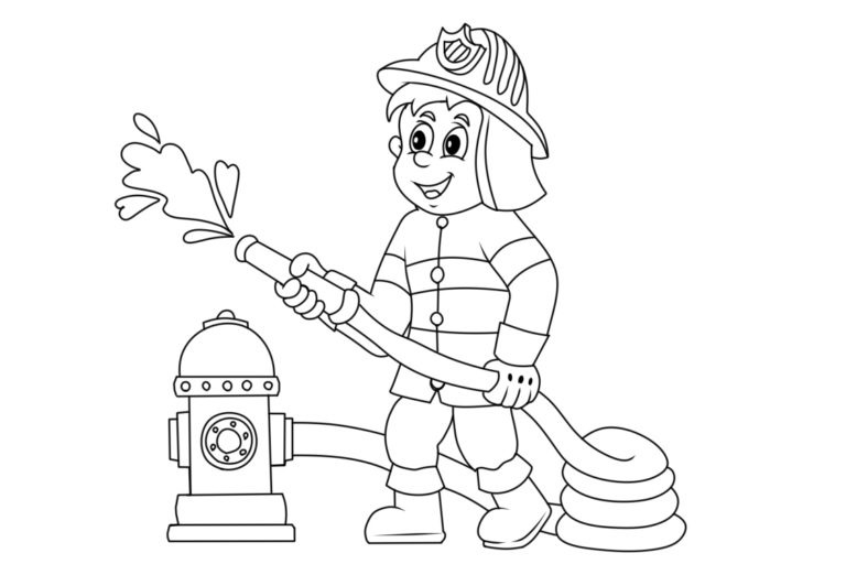Obrázek pro zbarvení hasičů omalovánka