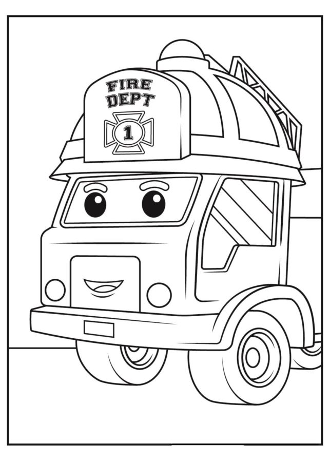 První hasičská posádka. omalovánka