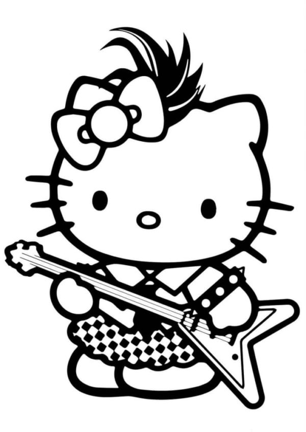 Rocková kytaristka Kitty omalovánka