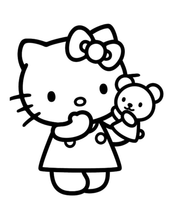 Roztomilá kočička se svou oblíbenou hračkou v ruce omalovánka