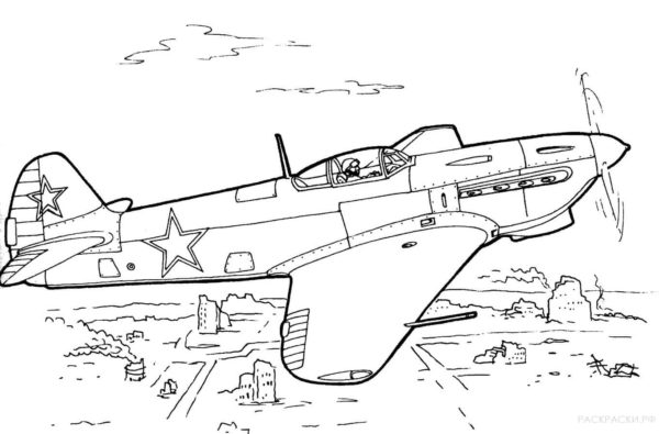 Sovětský letoun Jak 9r omalovánka