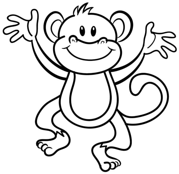Šťastná opice je připravena na objetí omalovánka