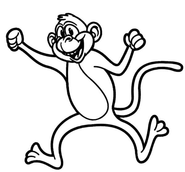 Šťastná opice tančí omalovánka