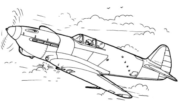 Stíhací letoun I-30 z druhé světové války. Vyzbrojeni kulomety omalovánka