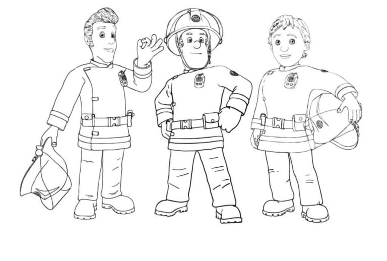 Tři hasičské omalovánky. omalovánka