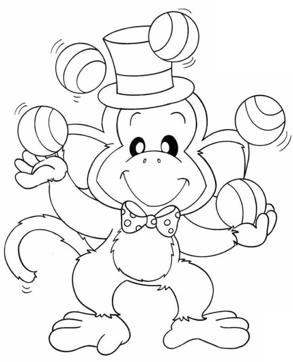 Ušatá opice žongluje omalovánka