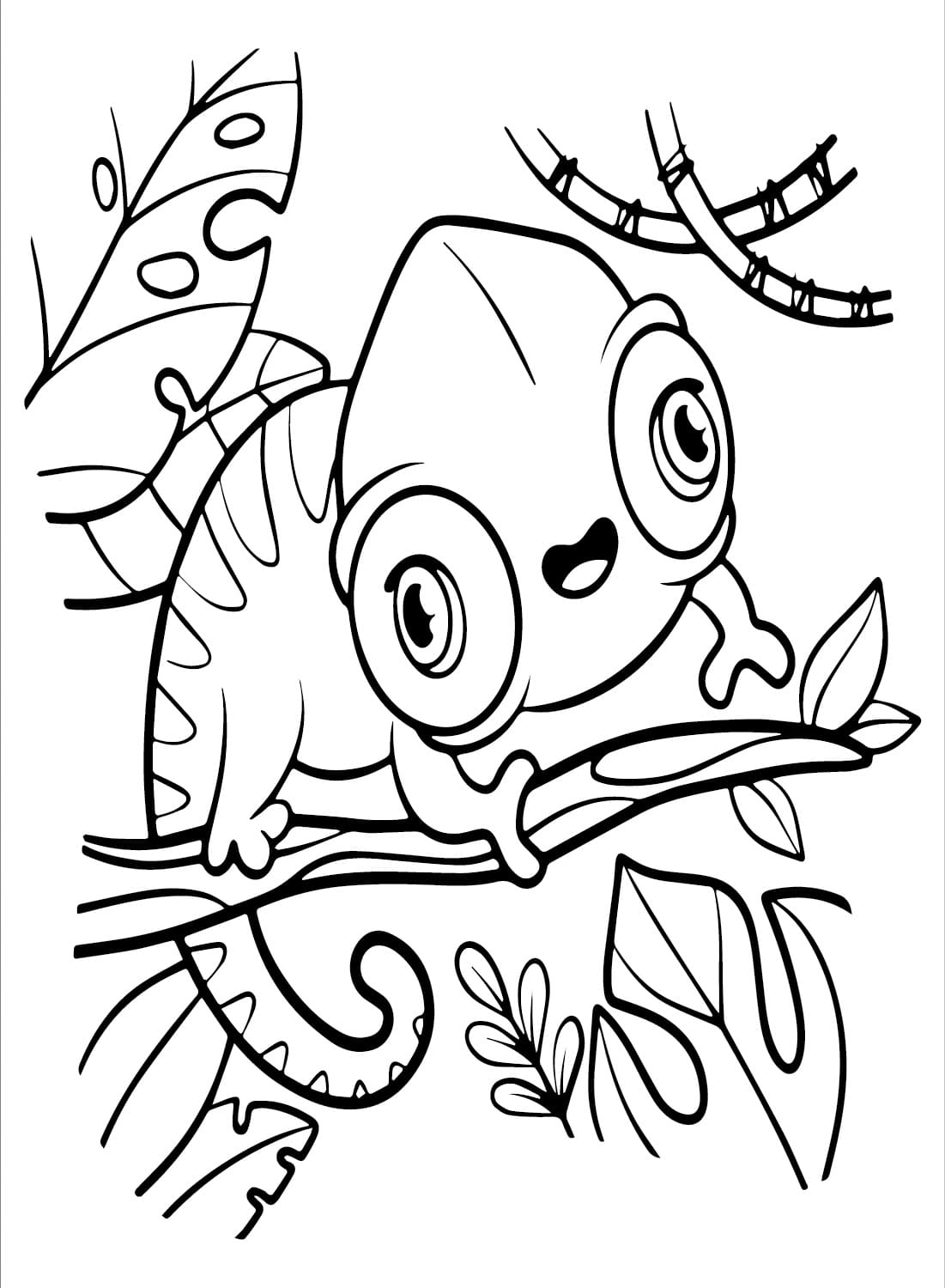 Kreslený Chameleon K Vybarvení omalovánka