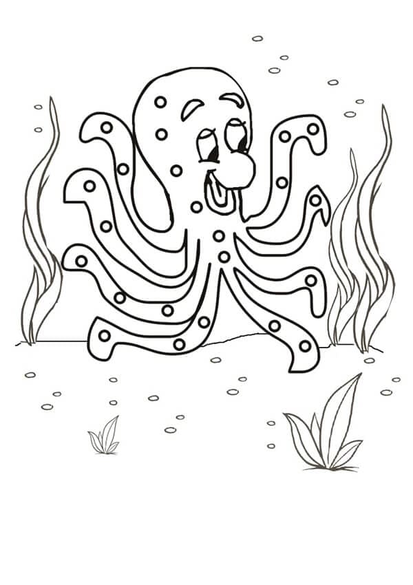 Legrační Chobotnice V Moři omalovánka