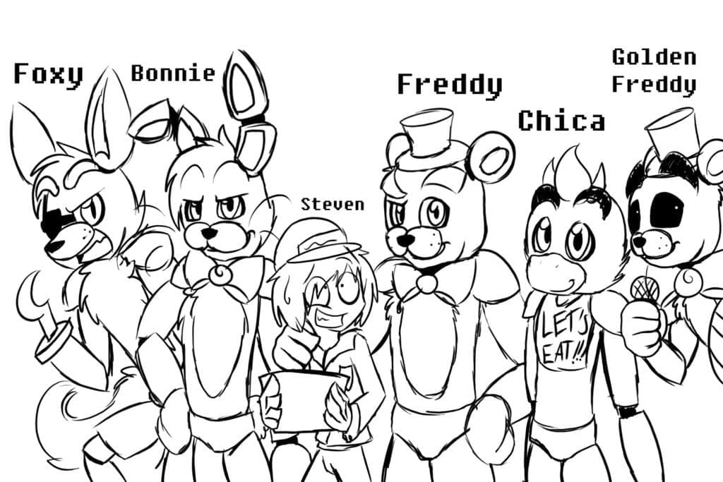 Omalovánka Nakreslete Postavy FNAF