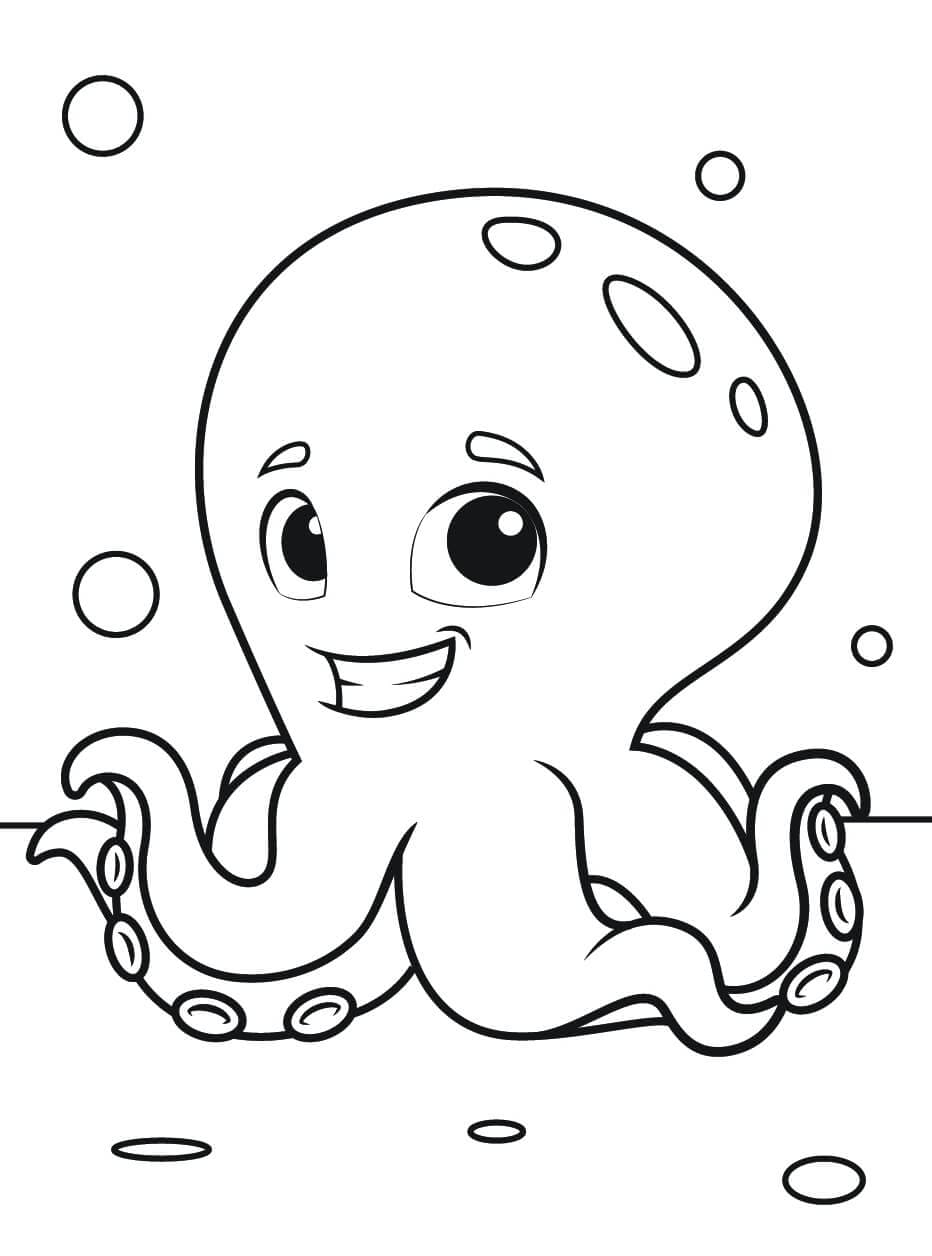 Pěkná Zábavná Chobotnice omalovánka