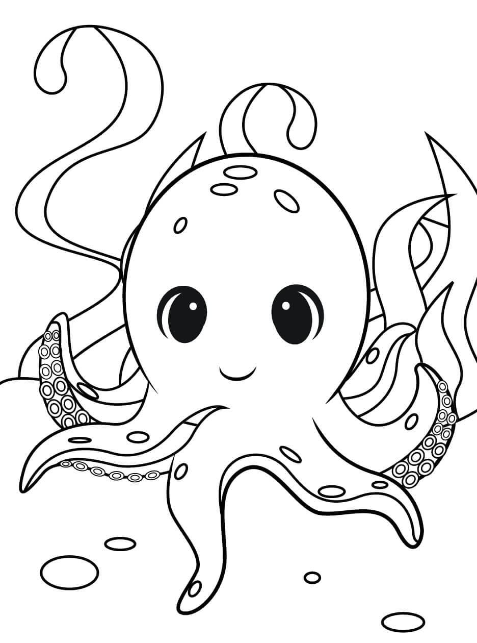 Roztomilá Usměvavá Chobotnice omalovánka