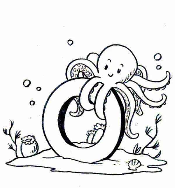 Usměvavá Chobotnice s Písmenem omalovánka