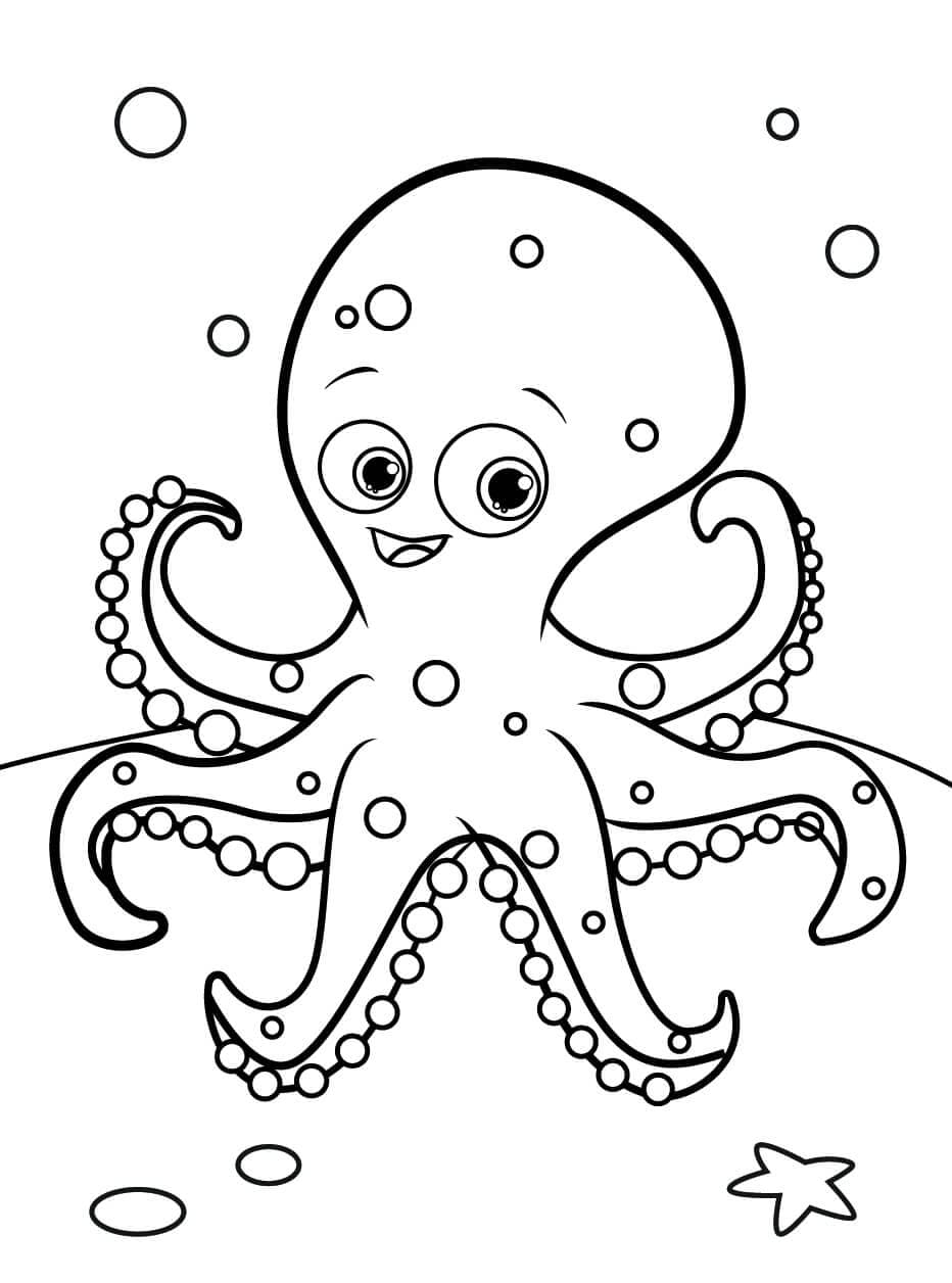 Zábavná Chobotnice S Hvězdicemi omalovánka