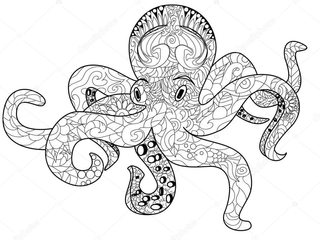 Základní Mandala Chobotnice omalovánka