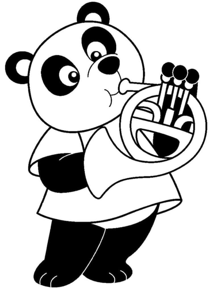 Panda Hraje Na Trubku A Vybarvuje omalovánka