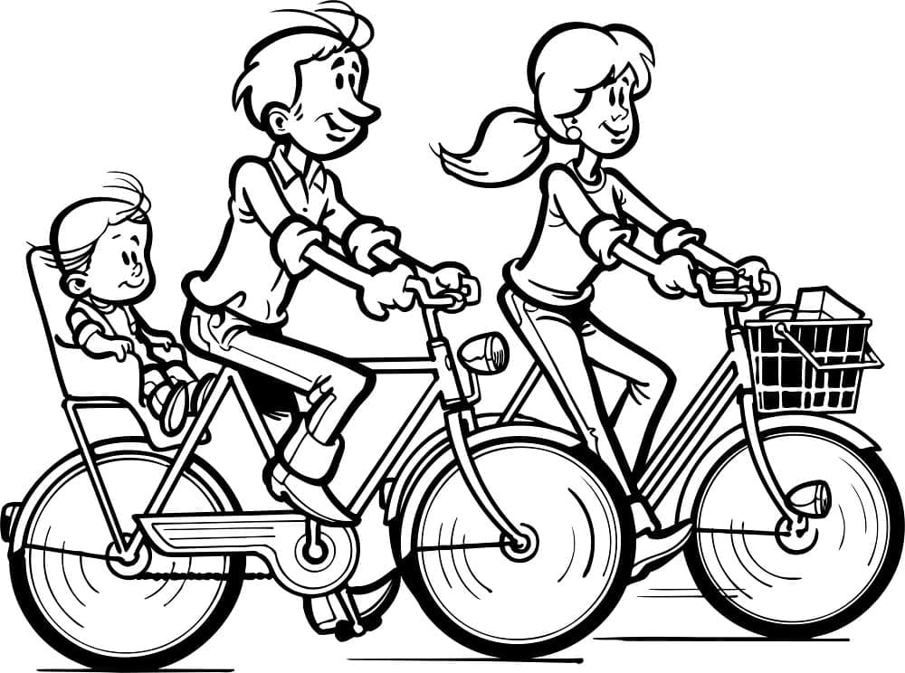 Cyklistická Rodina omalovánka