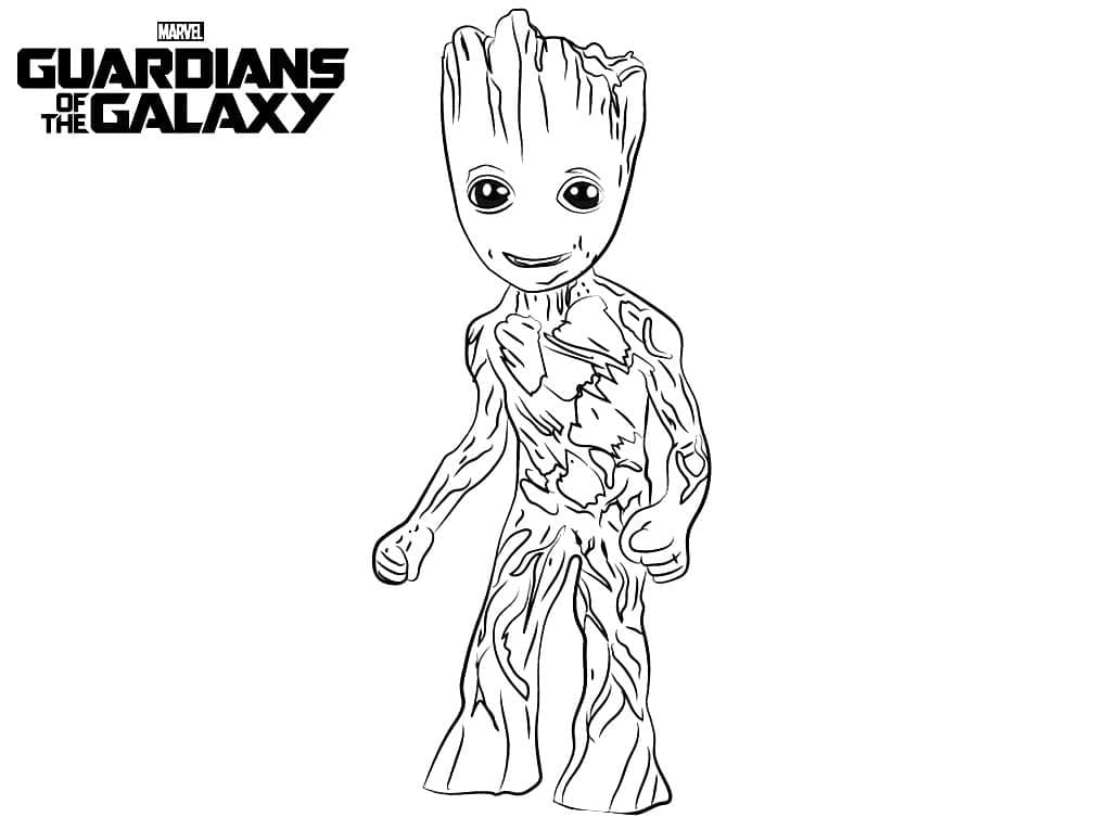 Dítě Groot z Strážci Galaxie omalovánka