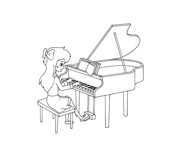 Dívka Hrající Na Klavír omalovánka