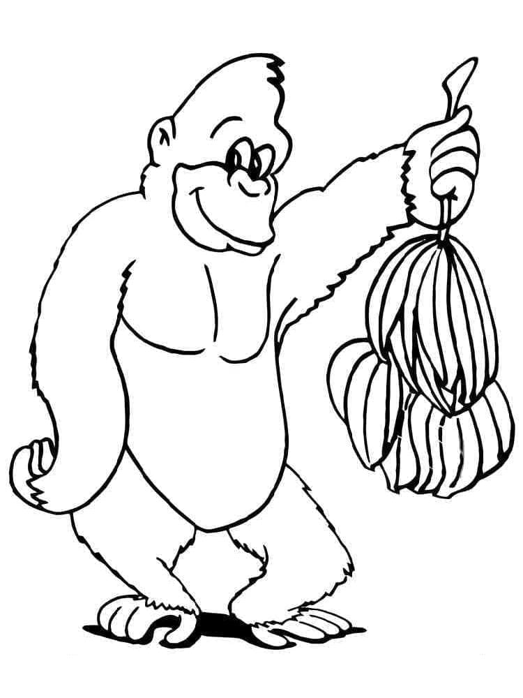 Gorila a Banány omalovánka