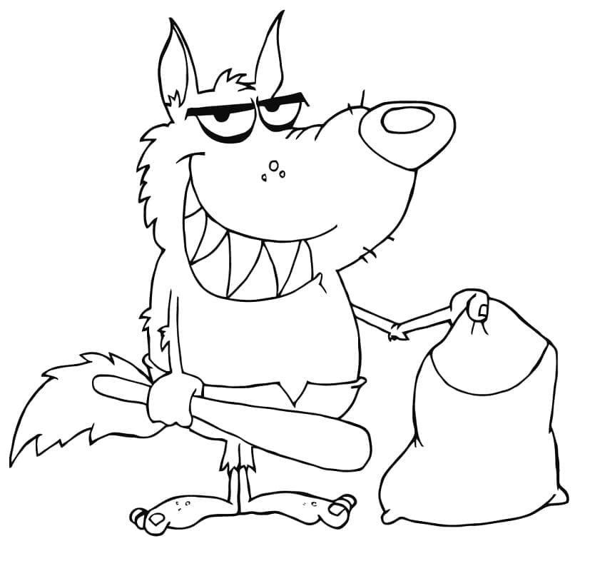 Kreslený Legrační Vlk omalovánka