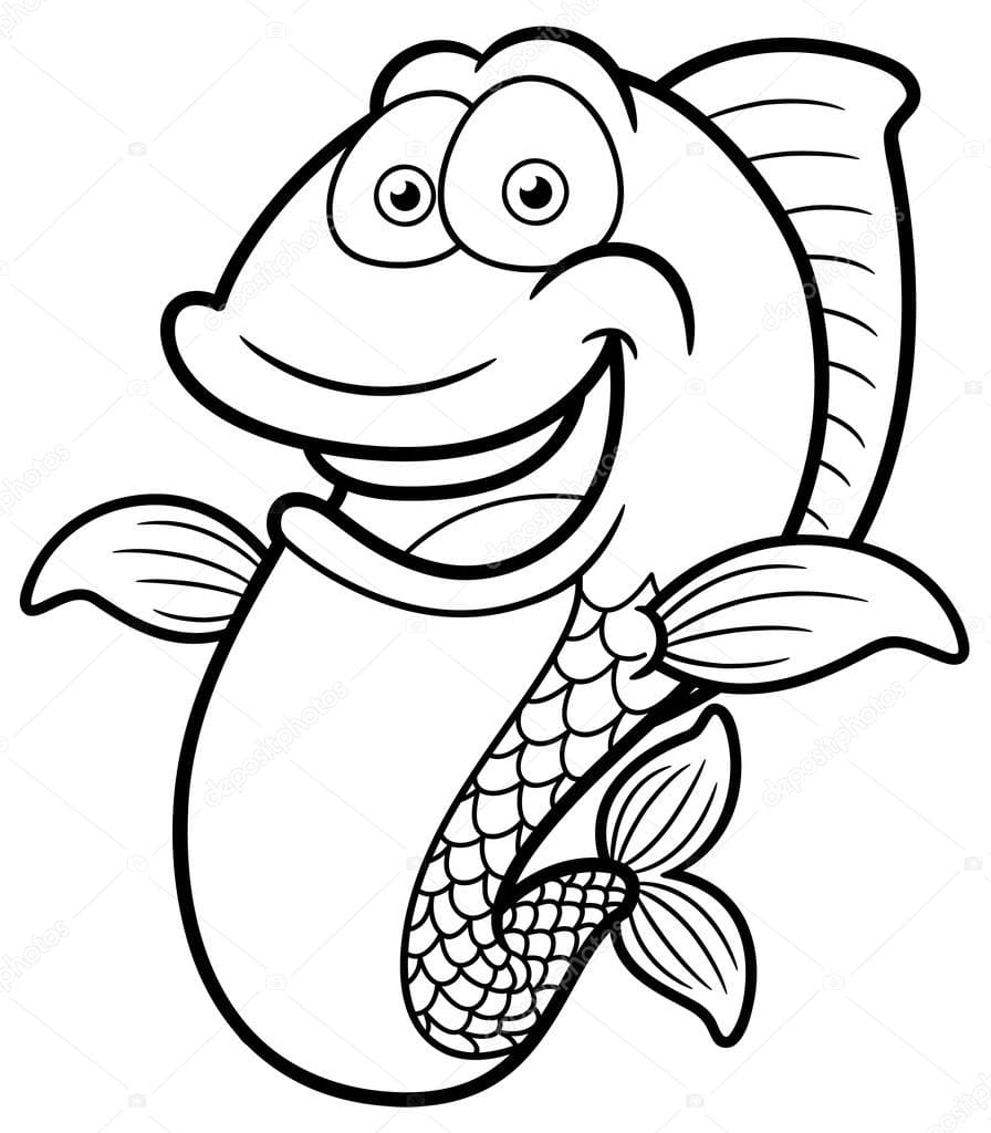 Legrační Rybí Karikatura omalovánka
