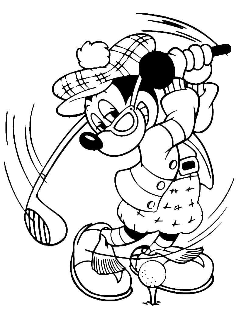 Mickey Mouse Hraje Golf omalovánka