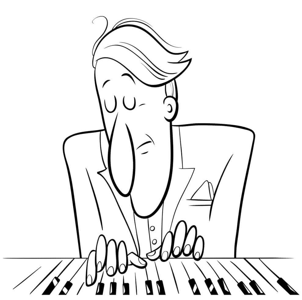 Pianista Hrající Na Klavír omalovánka