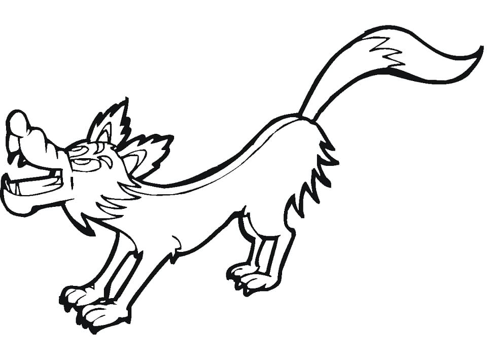 Omalovánka roztomilý kreslený vlk