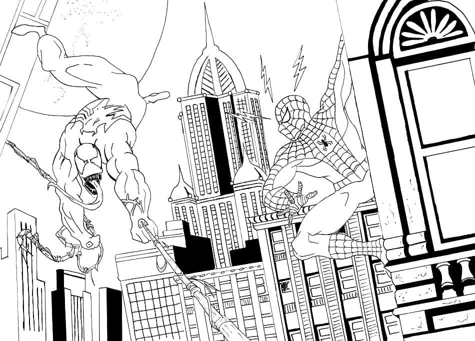 Spiderman a Venom Zdarma omalovánka