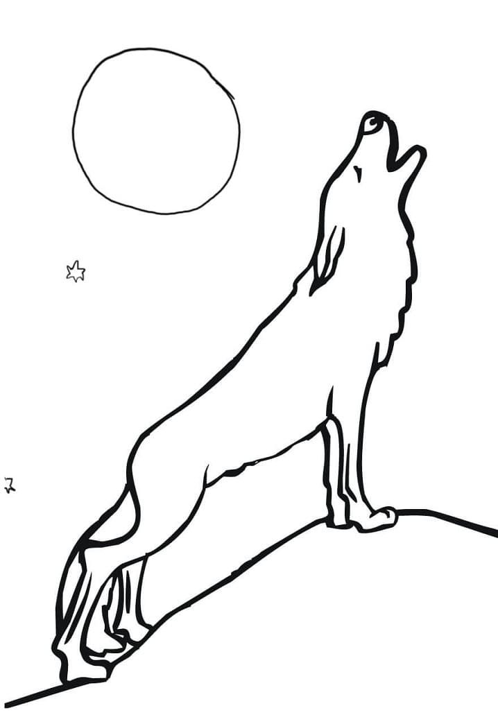 Omalovánka Vlk Vyjící Na Měsíc Roztomilý