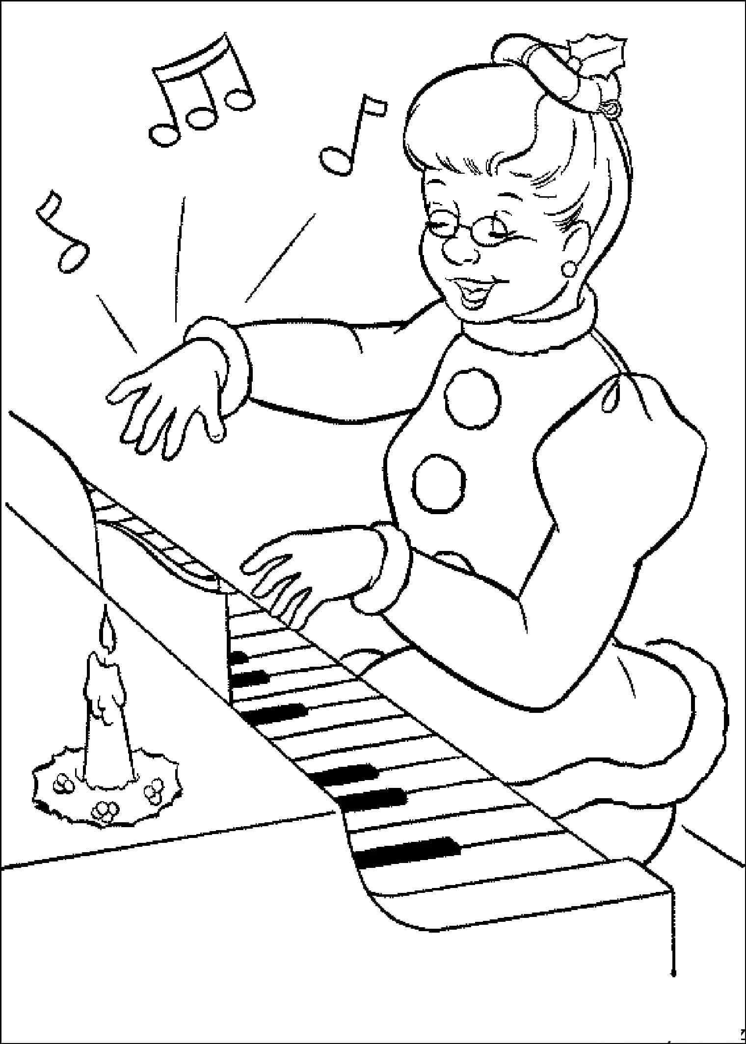 Zábavná Dívka Hrající Na Klavír omalovánka