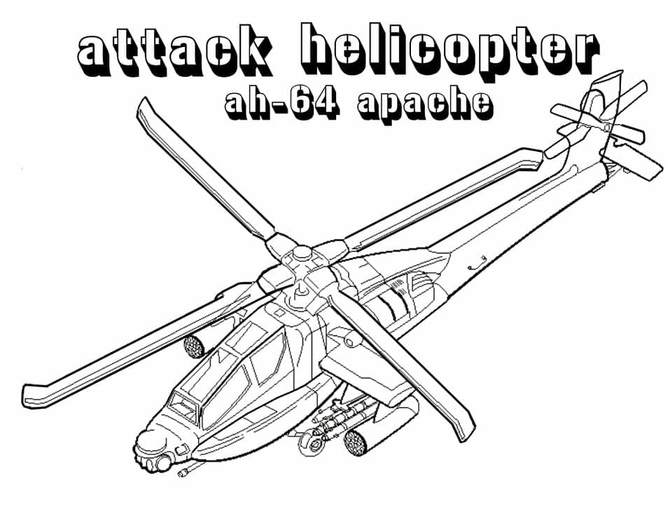 Ah 64 útočný Vrtulník Apache omalovánka
