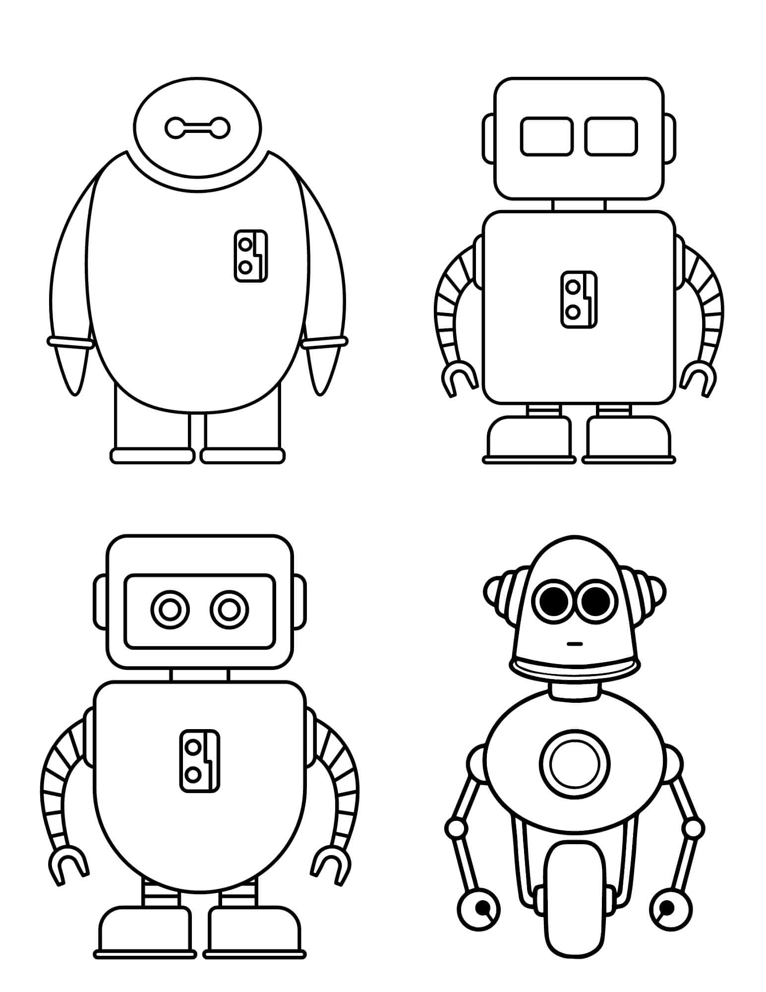 Čtyři Roboti omalovánka