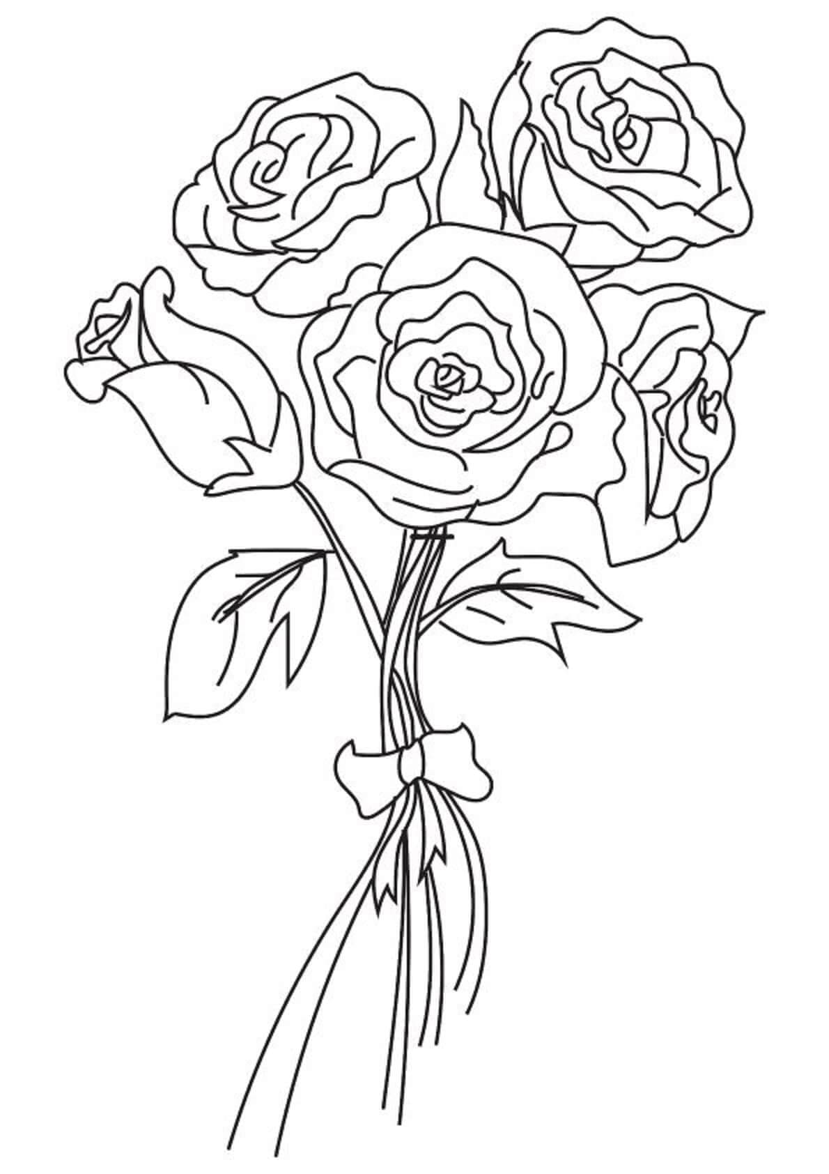 Jednoduchá Kytice Růží omalovánka
