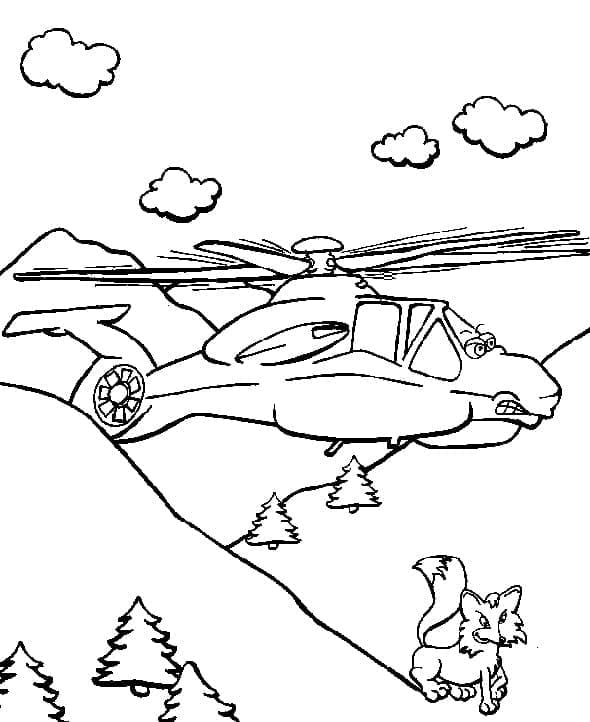 Létající Vrtulník omalovánka