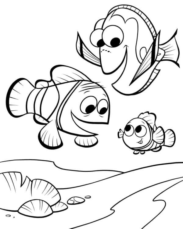 Marlin Nemo a Dory omalovánka