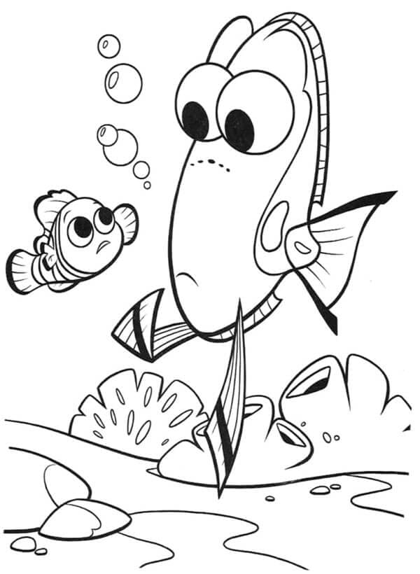 Optimistická Dory a Nemo omalovánka