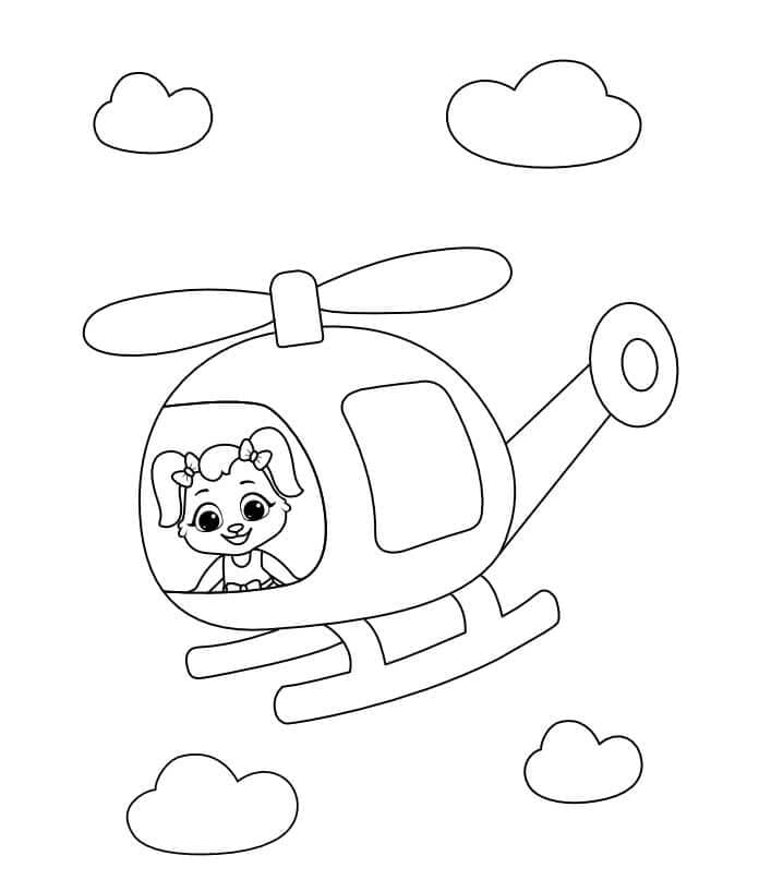 Roztomilé štěně Ve Vrtulníku omalovánka