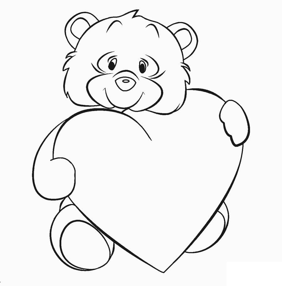 Roztomilý Medvěd Se Srdcem omalovánka