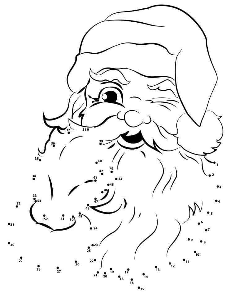 Santa Claus Tvář Tečka Na Tečky omalovánka