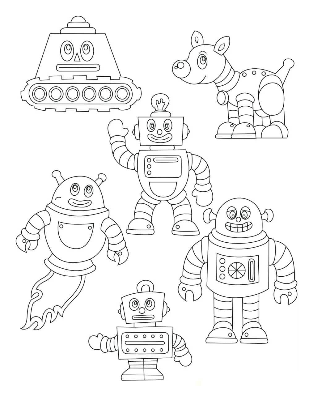 Šest Robotů omalovánka