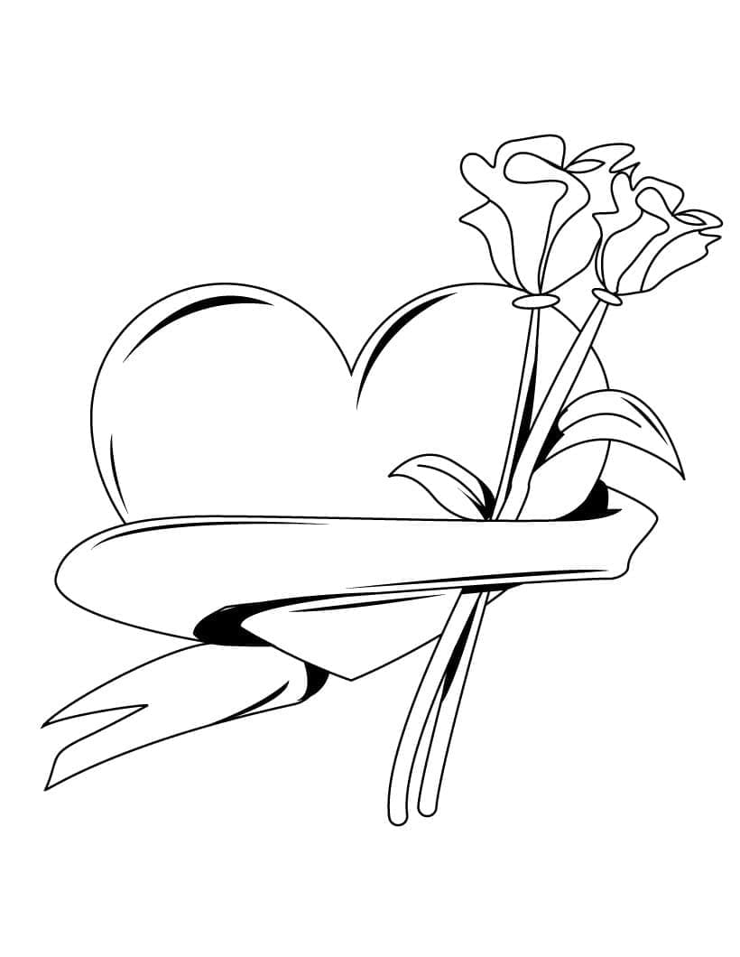Srdce a Květy Růže omalovánka