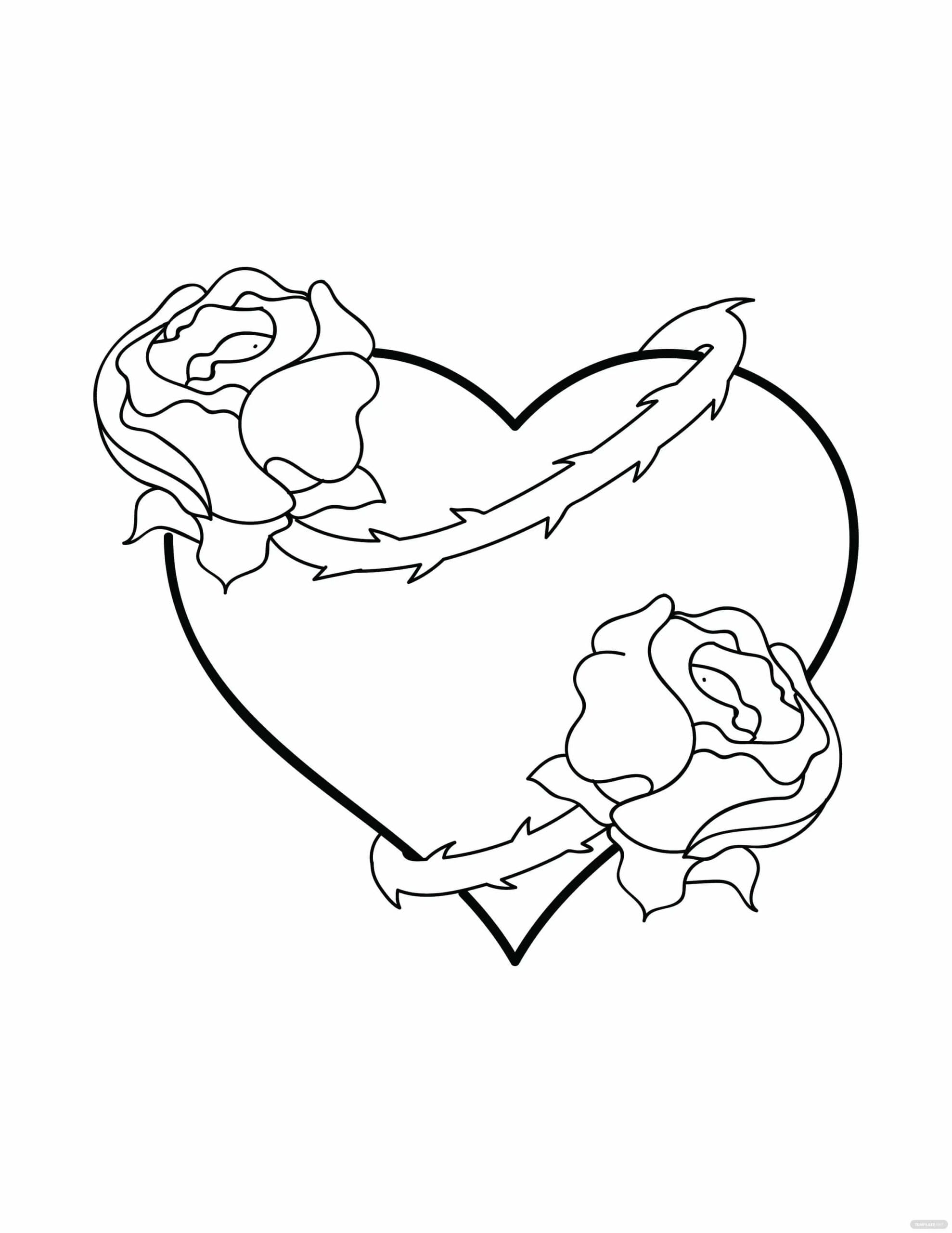 Srdce s Růžemi omalovánka