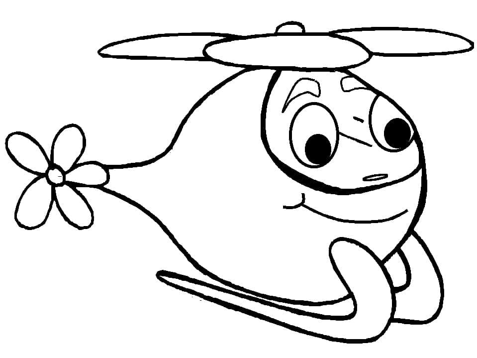 Omalovánka Tisknutelný Kreslený Vrtulník